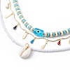 3Pcs 3 Style Natural Cowrie Shell & Enamel Teardrop Pendant Necklaces Set NJEW-JN04035-4