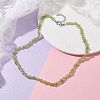 Natural Peridot Chip Beaded Necklace NJEW-JN04615-16-2