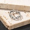 Sterling Silver Open Cuff Rings for Women RJEW-R008-01AS-05-2