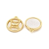 Brass Pave Shell Coin Charms KK-Z044-01G-2