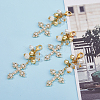 Cross Pearl Alloy Pendant Decorations HJEW-AB00163-4