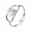 Non-Tarnish 304 Stainless Steel Rectangle Open Cuff Ring RJEW-T023-86P-3