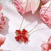 Glass Beaded Clover Pendant Necklaces NJEW-MZ00067-01-1