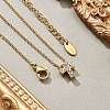 304 Stainless Steel Crystal Rhinestone Pendant Cable Chain Necklaces for Women NJEW-C062-01D-G-2