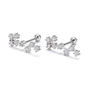 Brass Micro Pave Clear Cubic Zirconia Stud Earrings EJEW-F258-01A-P-1
