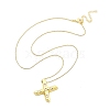 Brass & Plastic Pearl Letter Pendant Box Chain Necklaces for Women NJEW-U017-01G-24-3