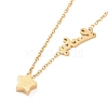 Ion Plating(IP) 304 Stainless Steel Lucky Star Pendant Necklace for Women NJEW-A004-13G-1