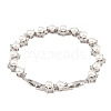 Platinum Tone Brass Micro Pave Cubic Zirconia & Plastic Pearl Tennis Bracelets BJEW-B160-16P-5