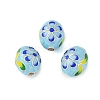 Rhodium Plated 925 Sterling Silver Enamel Beads STER-P060-07P-1