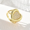 Brass Micro Pave Cubic Zirconia Cuff Open Rings for Women CU-CBA760A-13B-G-2