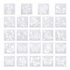 2Sets Square with Floral & Butterfly Pattern PET Drawing Stencil DIY-CW0001-12-9