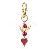 5Pcs Valentine's Day Alloy Enamel with Acrylic Pearl Pendant Decorations HJEW-JM02757-3