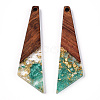 Transparent Resin & Walnut Wood Pendants RESI-N039-70B-3