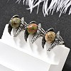 Natural Unakite Wings Adjustable Rings RJEW-K241-04AS-11-2