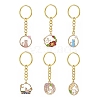 6Pcs 6 Styles Alloy Enamel Pendants Cat Keychain KEYC-JKC00433-1