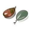 Natural Red Jasper & Black Onyx(Dyed & Heated) & Rose Quartz & Quartz Crystal & Green Aventurine & Unakite & Sodalite Teardrop Pendants G-Z088-05P-2