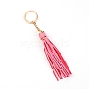 Imitation Leather with Light Gold Alloy Ring Tassel Big Pendants Decorations AJEW-WH0182-81A-1