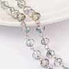 Faceted Rondelle Handmade Electroplate Glass Beads Chains AJEW-JB00130-01-1