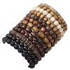 12Pcs 12 Styles Synthetic Lava Rock Stretch Bracelets Sets BJEW-JB10936-5