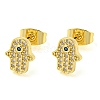 Golden Brass Micro Pave Cubic Zirconia Stud Earrings EJEW-D103-01B-G-1