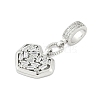 Brass Clear Cubic Zirconia Heart European Dangle Charms KK-Z090-04P-2