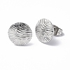 Non-Tarnish 304 Stainless Steel Textured Flat Round Stud Earrings for Women EJEW-F300-02P-1
