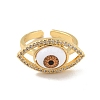 Cubic Zirconia Horse Eye Open Cuff Ring with Acrylic RJEW-B042-02G-01-2