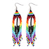 Colorful Ethnic Style Glass Seed Beads Tassel Dangle Earrings for Women VA8900-1