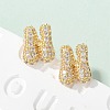 Brass Micro Pave Cubic Zirconia Stud Earrings EJEW-Z091-04G-N-1