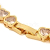 Rack Plating Brass Pave Cubic Zirconia Heart Link Bracelets BJEW-Q347-05G-03-3