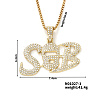 Hip-hop Brand Alloy Crystal Rhinestone SB Letter Pendant Necklaces VA5957-1-1