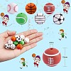 60Pcs 15mm Silicone Beads Sports Silicone Beads Bulk Basketball Soccer Tennis Baseball Rugby Volleyball Silicone Beads Kit for DIY Jewelry Making Craft JX308A-2