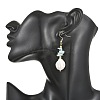 Natural Larimar Chip & Natural Keshi Pearl Dangle Earrings EJEW-JE07445-02-2