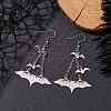 Tarnish Resistant 304 Stainless Steel Bat Pendants Dangle Earrings EJEW-TA00452-2