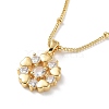 Heart Flower Brass Micro Pave Cubic Zirconia Pendant Necklaces for Women NJEW-A015-10KCG-1