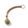 Polyester & Spandex Cord Ropes Braided Wood Ball Keychain KEYC-JKC00589-01-4