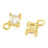 Rhombus Rack Plating Brass with Cubic Zirconia Pendants Charms KK-S396-24-2