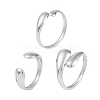 304 Stainless Steel Teardrop Open Cuff Rings for Women RJEW-C095-06P-1