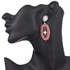 Cross Oval Glass Seed Bead Woven Stud Earrings EJEW-MZ00595-01-3