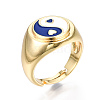 Adjustable Brass Enamel Finger Rings RJEW-T018-07G-NF-6