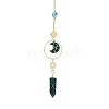 Natural Moss Agate Moon & Bullet Window Hanging Suncatchers DJEW-PW0009-035G-1