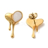 Ion Plating(IP) 304 Stainless Steel Heart Stud Earrings EJEW-C114-18G-02-1