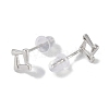 Anti-Tarnish Rhodium Plated Square 999 Fine Silver Stud Earrings for Women EJEW-S215-13P-3