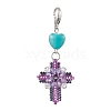 Cross Glass & Resin Pendant Decoration HJEW-MZ00073-4