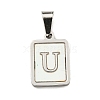 Vacuum Plating 304 Stainless Steel Pave Natural White Shell Pendants STAS-S130-03P-U-1
