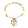 Brass Micro Pave Cubic Zirconia Charm Bracelets for Women BJEW-M050-02G-03-4