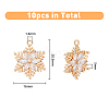 10Pcs Brass Micro Pave Clear Cubic Zirconia Pendants ZIRC-FH0001-39-2
