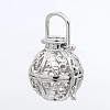 Round Brass Hollow Cage Pendants KK-P026-09P-NR-1