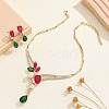 Teardrop Zinc Alloy & Glass & Resin Pearl Pendant Necklace & Stud Dangle Earrings Sets FS-WG17E32-01-4