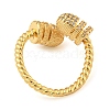 Brass Micro Pave Cubic Zirconia Open Finger Ring RJEW-C069-07G-3
